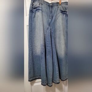 Wide Light Wash Denim Jean SKIRT